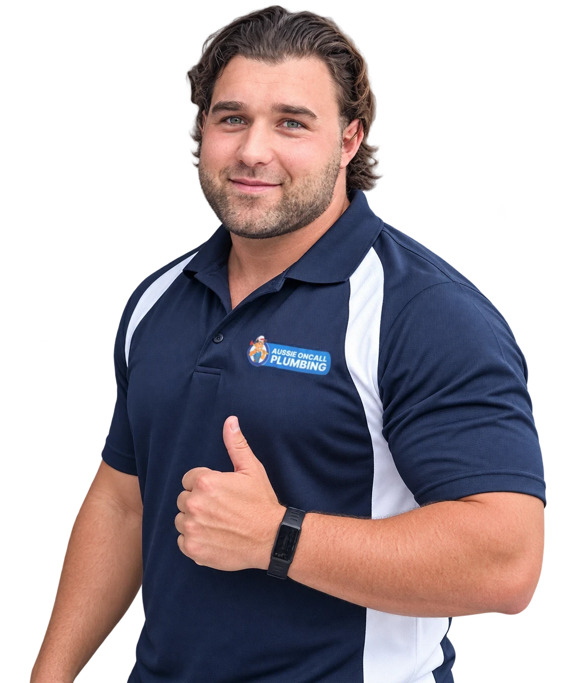 Zack, owner of Aussie Oncall Plumbing & Drains, giving a thumbs up